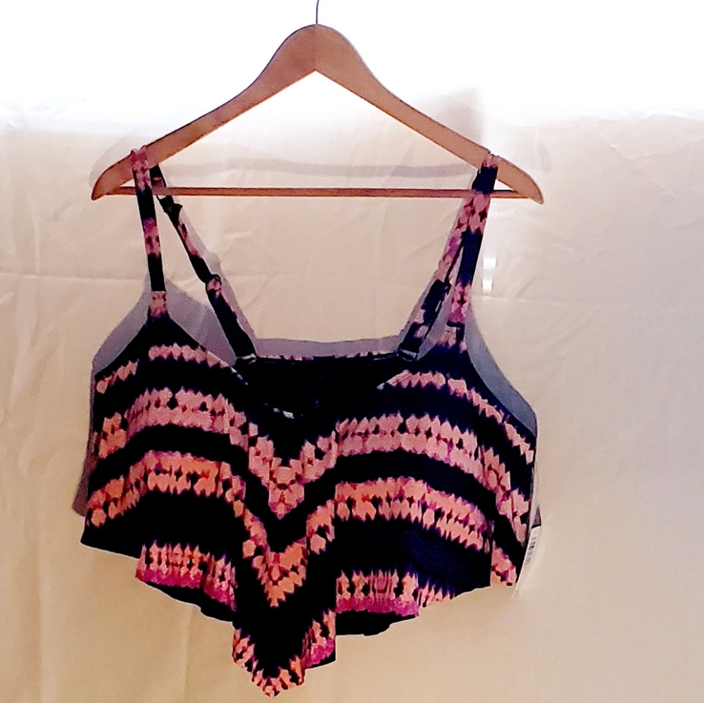 Torrid Tie-Dye Medallion Wireless Flounce Bikini T